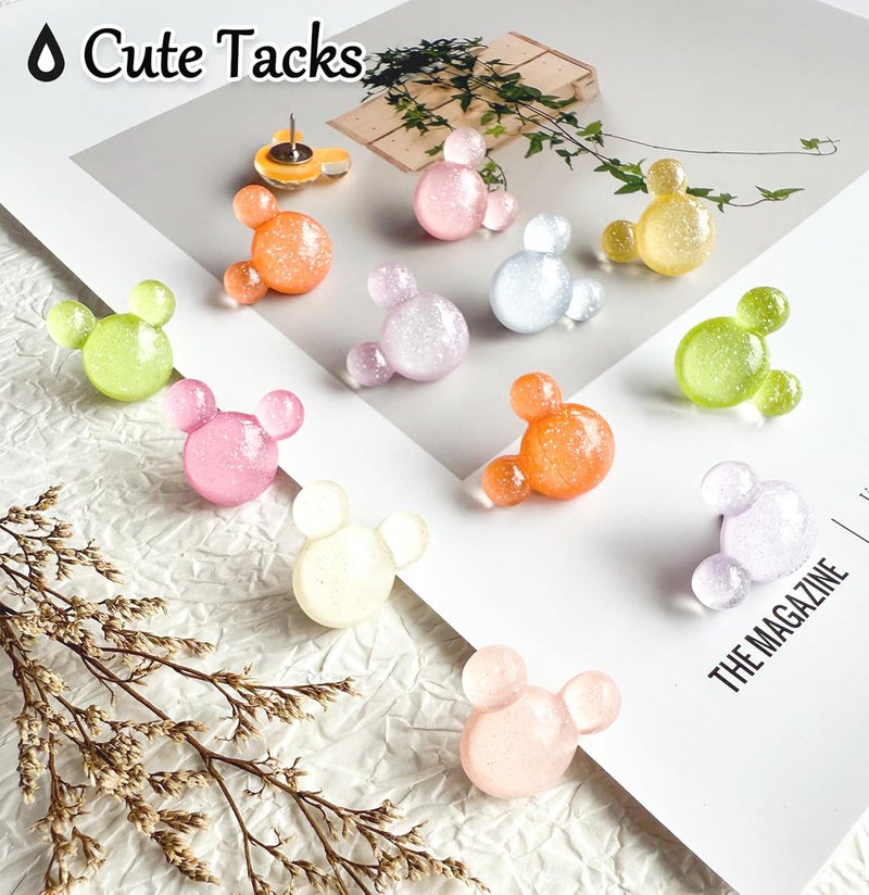 Tandarui 30Pcs Push Pins,Decorative Push Pin,Cute Thumb Tacks Cute Office Decor for Cork Board Bulletin Board,Desk Accessories Aesthetic,Classroom Decor,Business Home Decor（30-Mouse） - Image 5